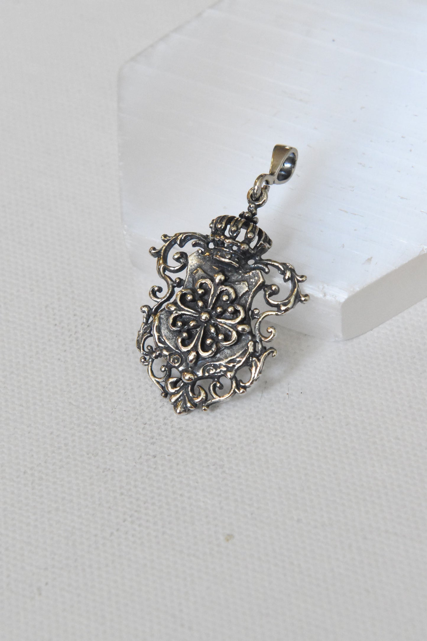 Silver Liza Shield Charm Necklace