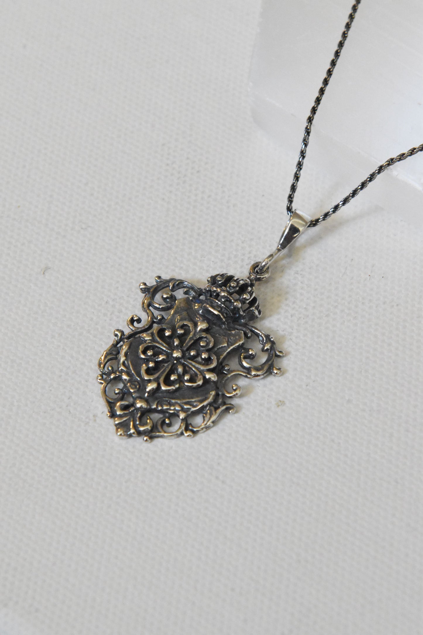 Silver Liza Shield Charm Necklace