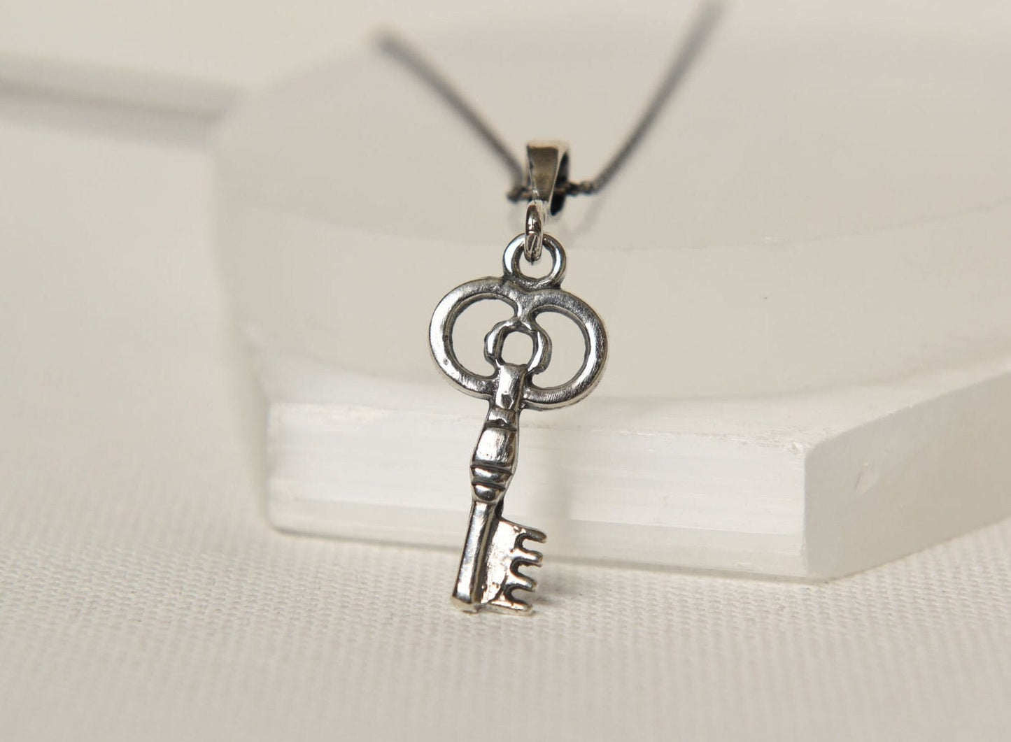 silver Tiny key necklace